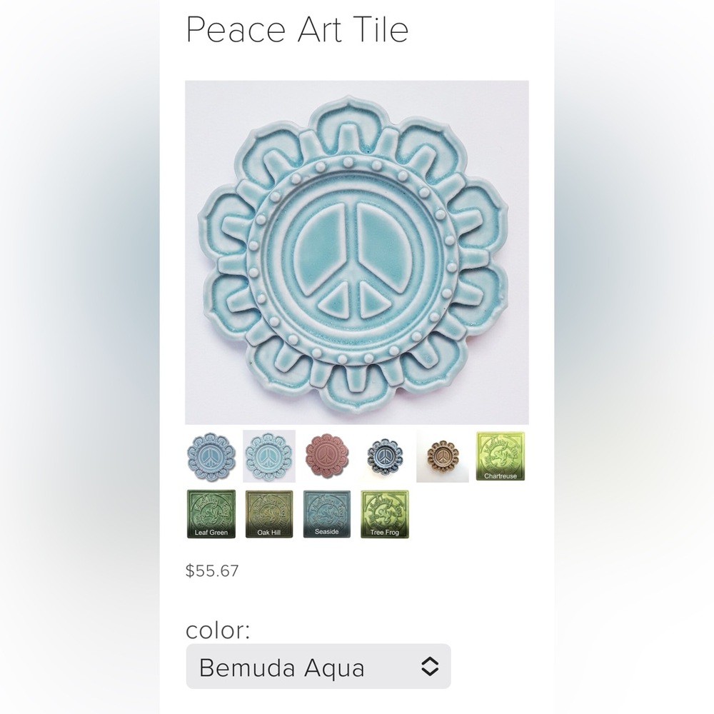 Urban Industrial “Peace” Art Tile  Aqua- Whistling Frog  Tile Co. - Picture 6 of 10